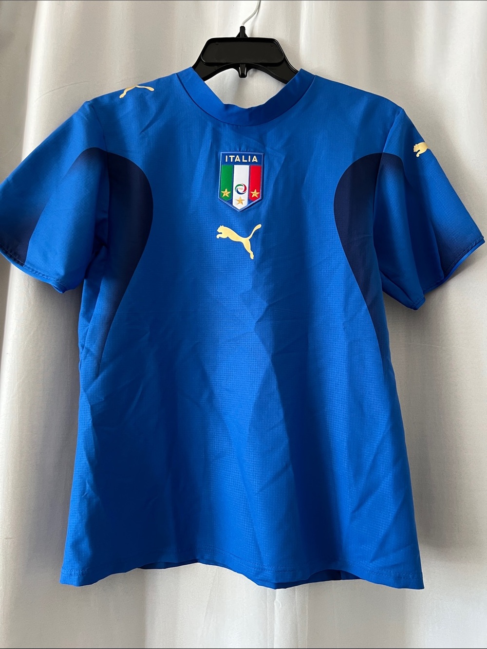 Puma Blue Italy Soccer Jersey with Gold Logos